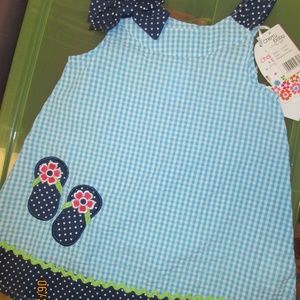 CHERRY BABY SUMMER DRESS, GAUZE, CHECKED, 18 MOS